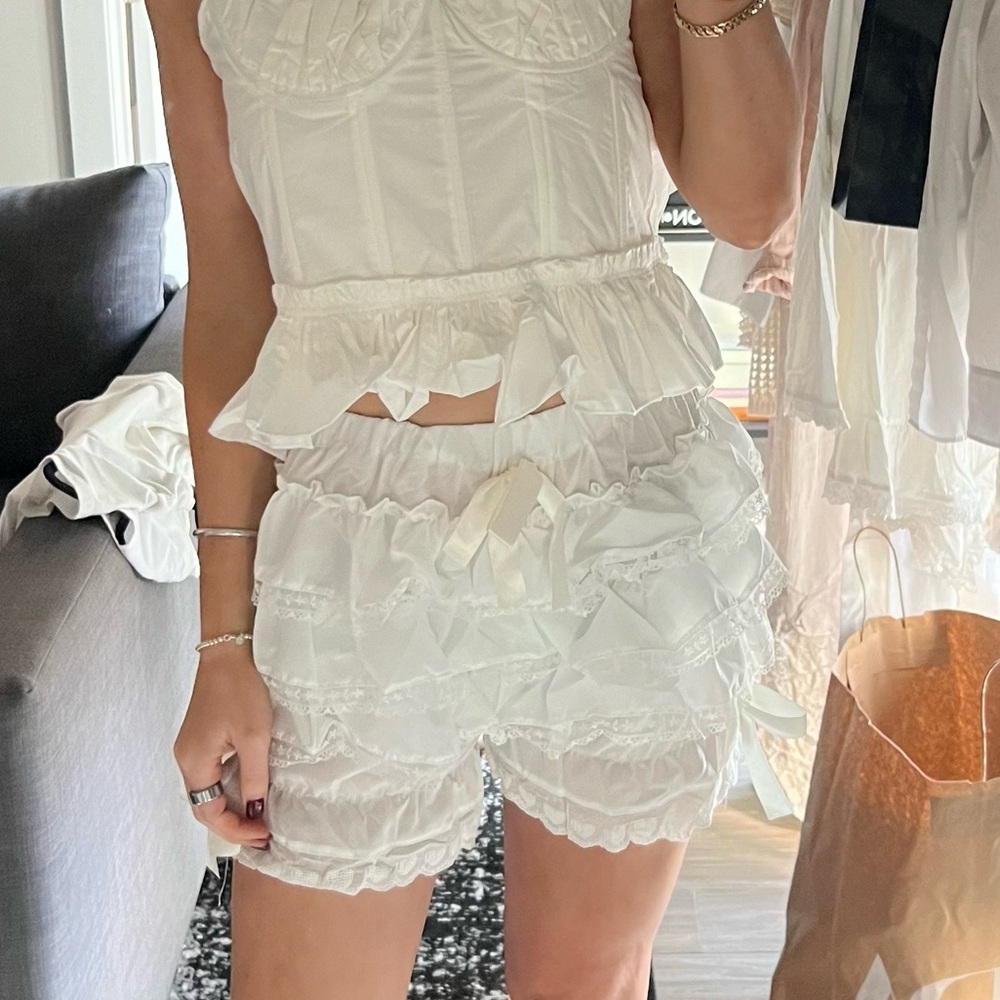 White Frill Shorts XS